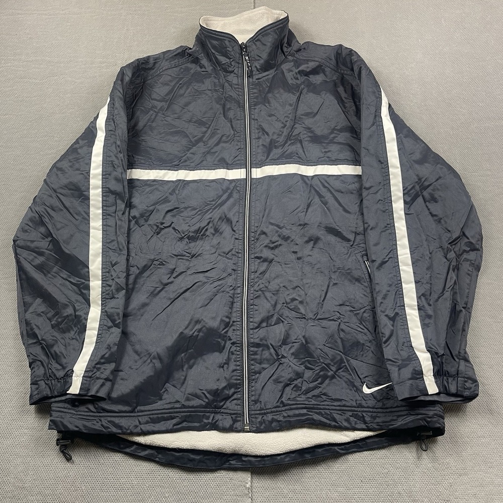 Vintage Nike Jacket Mens Medium 90s Fleece Lined Black Windbreaker Track Red Tag